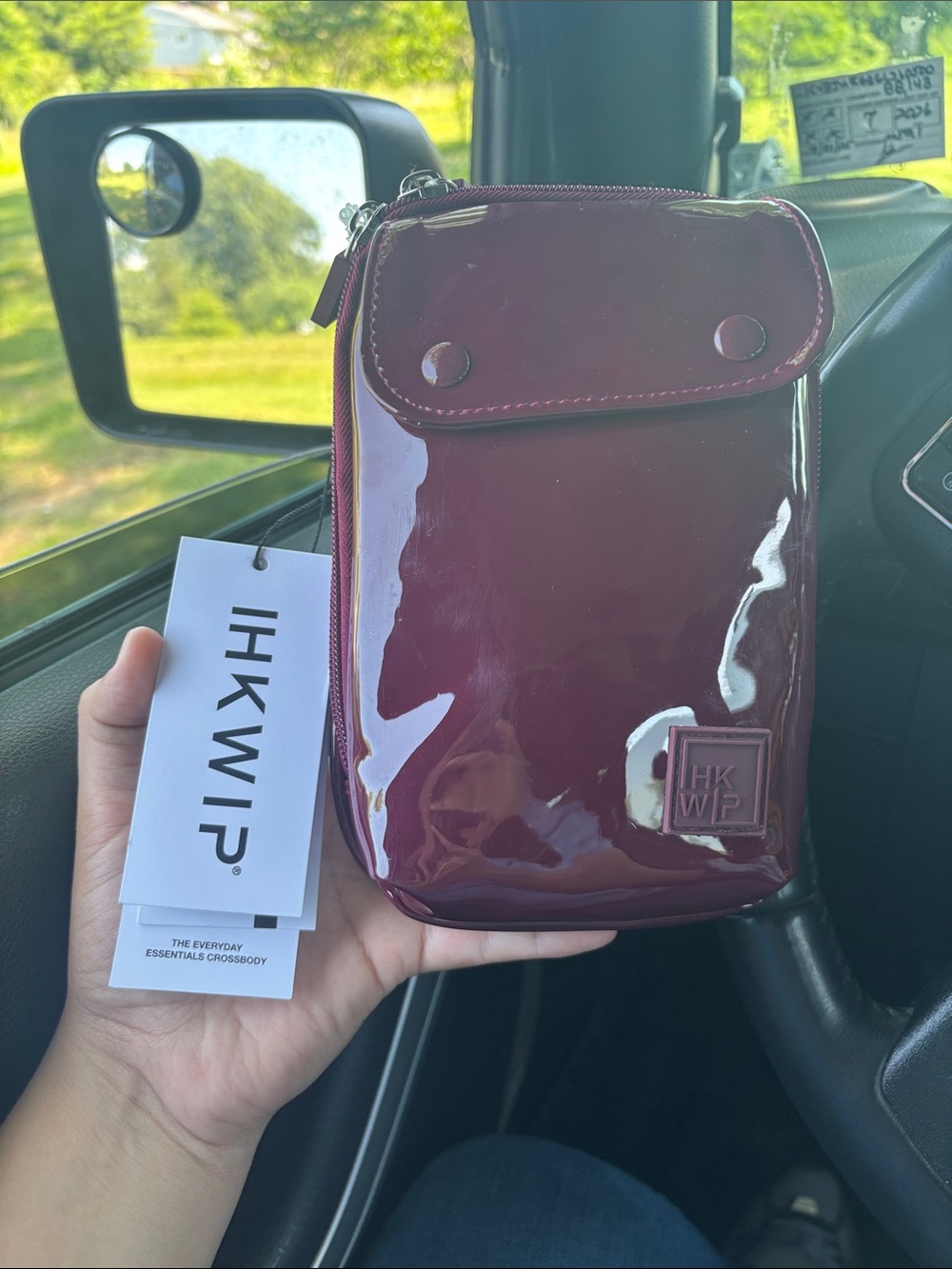 HK WIP Glossy Burgundy Crossbody Belt Bag for Men